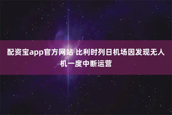 配资宝app官方网站 比利时列日机场因发现无人机一度中断运营